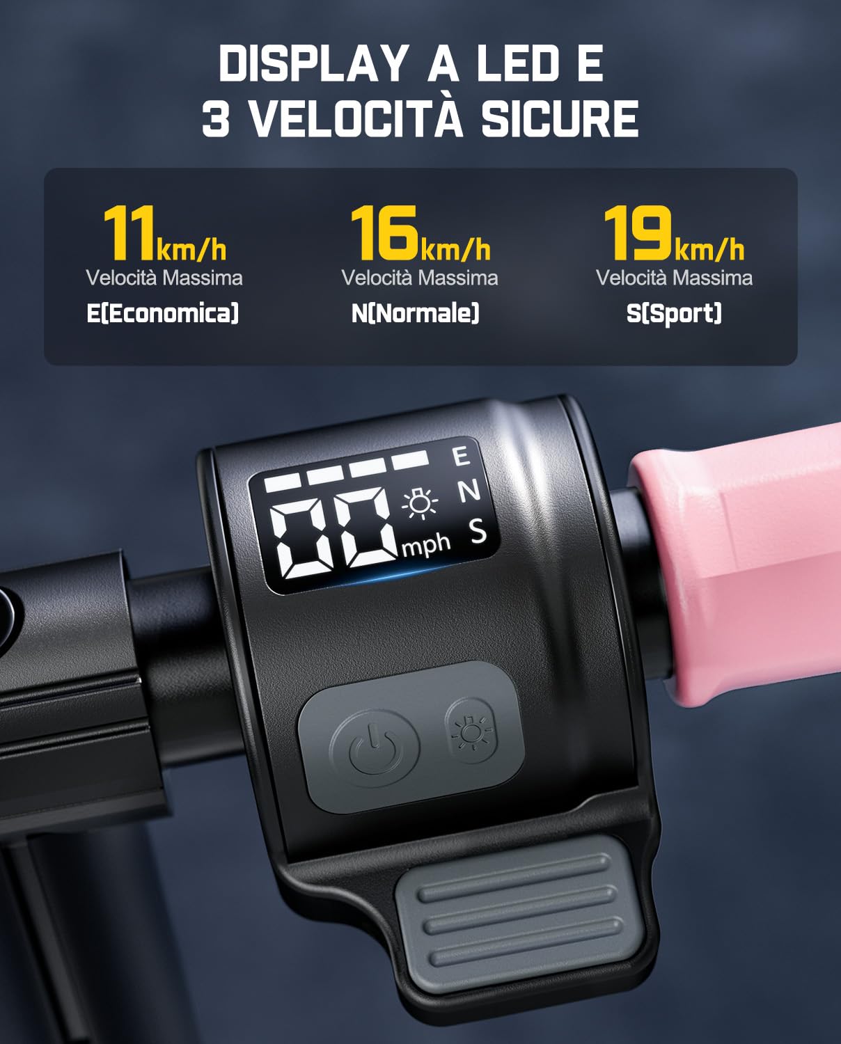 FanttikRide T9 Apex Monopattino Elettrico per Bambini da 1,3 a 1,7 m, Motore 200 W, Luci LED, Altoparlante Bluetooth, Velocità di 11/16/19 km/h, Altezza Regolabile, Mancanza di approvazione ABE