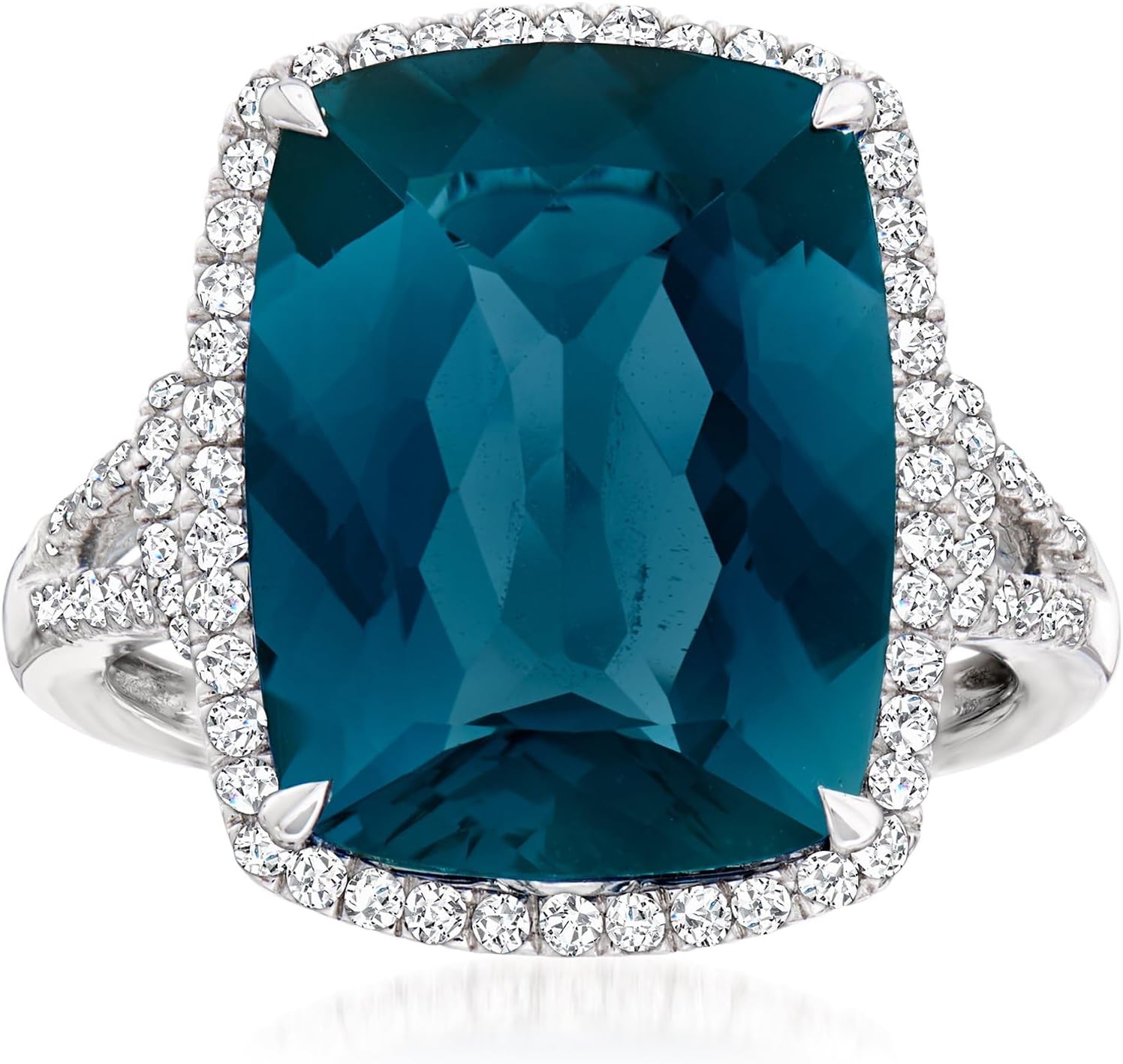 Ross-Simons 12.00 Carat London Blue Topaz and .40 ct. t.w. Diamond Ring in 14kt White Gold