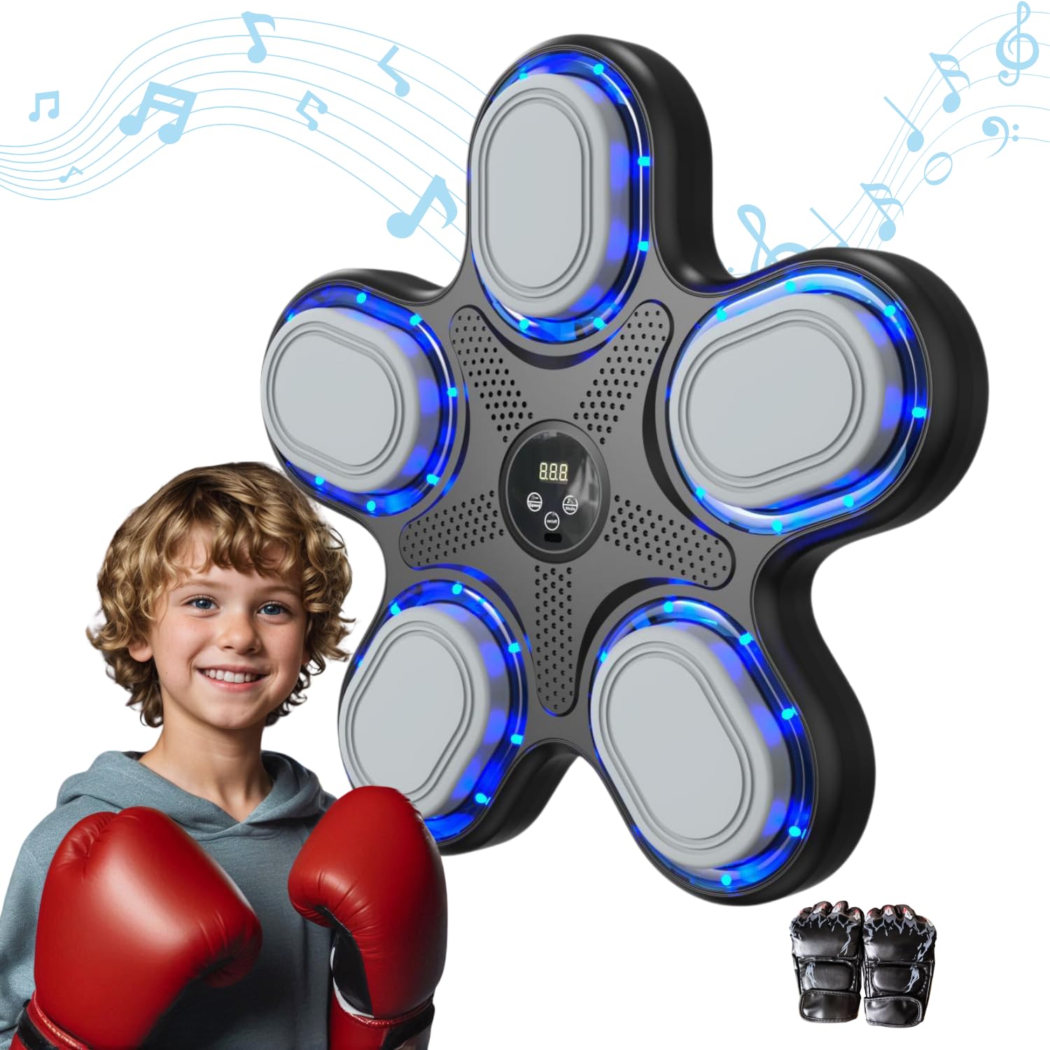 Smart Music Boxing Machine for Kids Music Punching Machine Bluetooth Wall Mounted Boxing Machine with Boxing Gloves Boxing Wall Punching Pad Wall Punching Bag Beat Boxing Machine