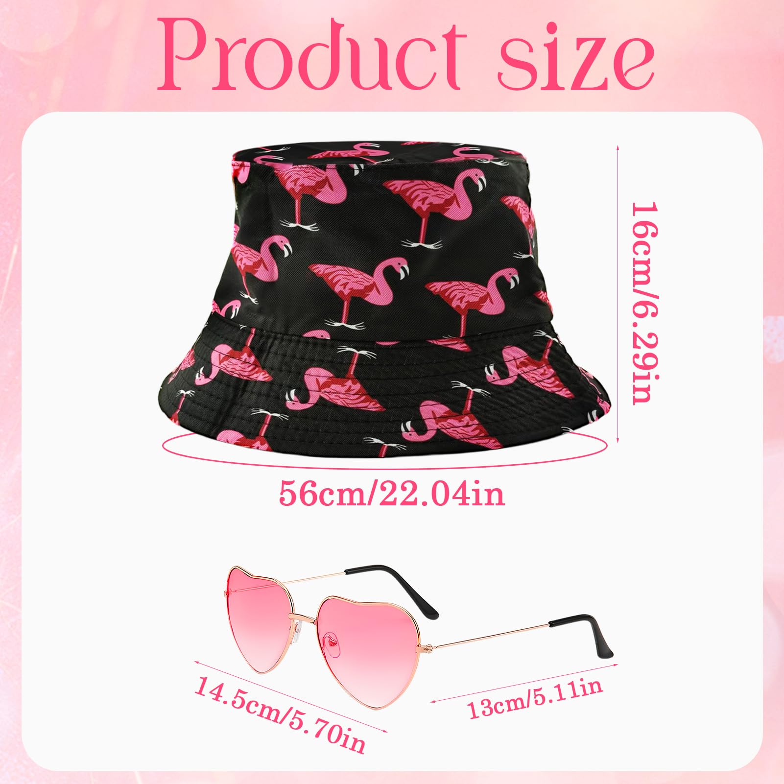 Sombrero de Pescador Flamenco, Sombrero del Pescador Mujer con Gafas de Sol Corazón, Sombreros para El Sol de Pesca, Protección UV Sombreros, Ropa y Accesorios De Moda