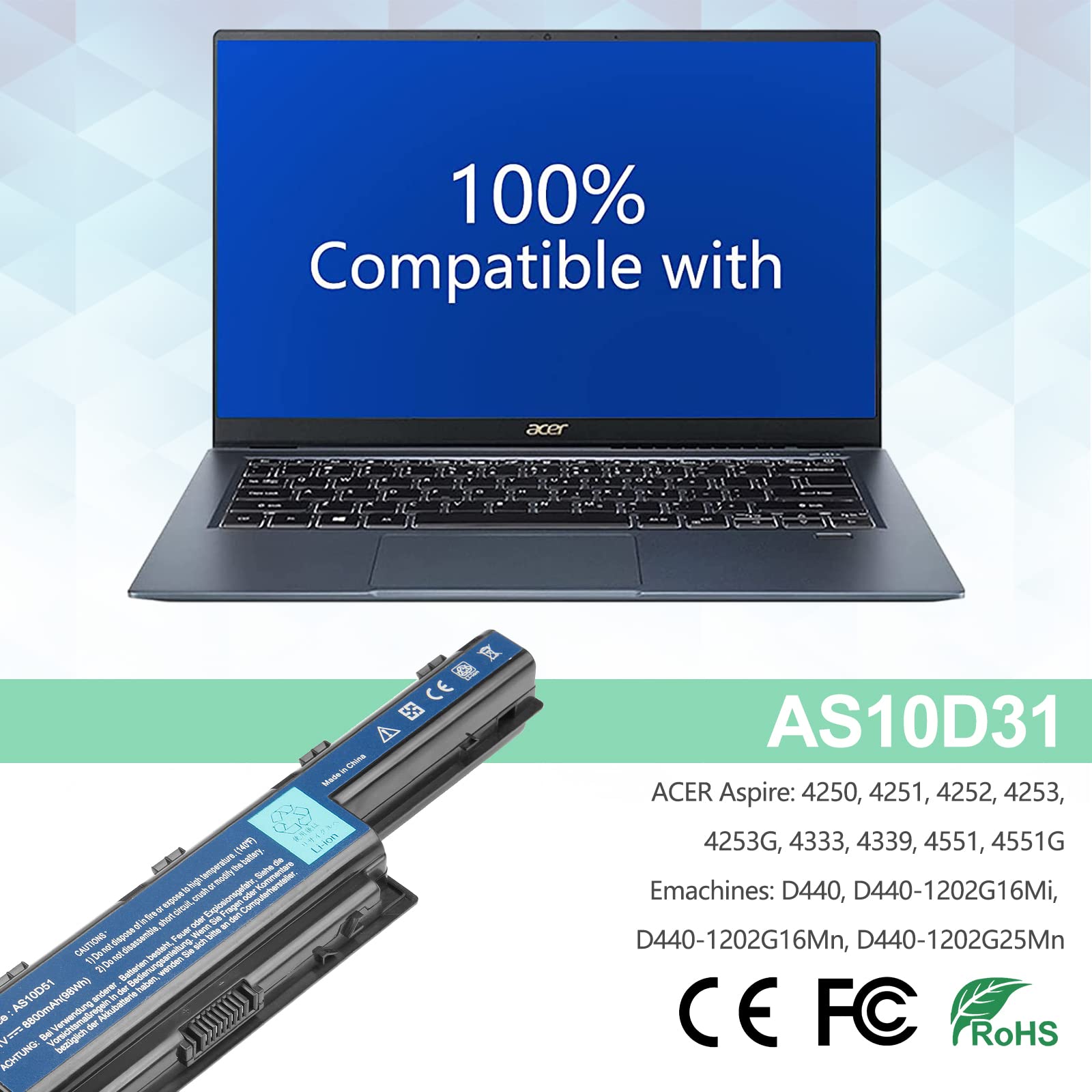 Batteria AS10D31 AS10D51 Per Acer Aspire 5750 5742 5733 TravelMate – Sostitutiva Di Alta Qualità