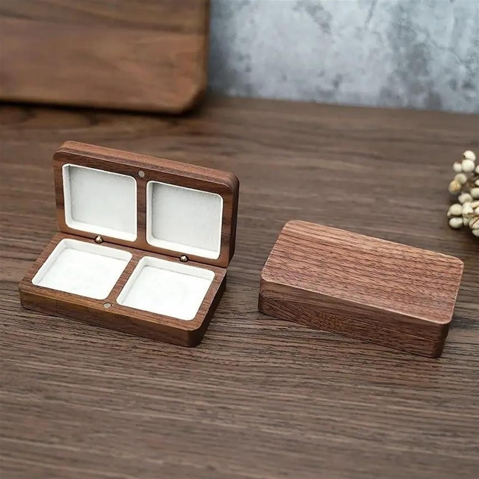 Organizador de Collares, joyero de Madera con Doble Compartimento para Guardar Pendientes, Anillos, Collares, expositores, Anillos, Estuches de Almacenamiento, Estuches para Pendientes.