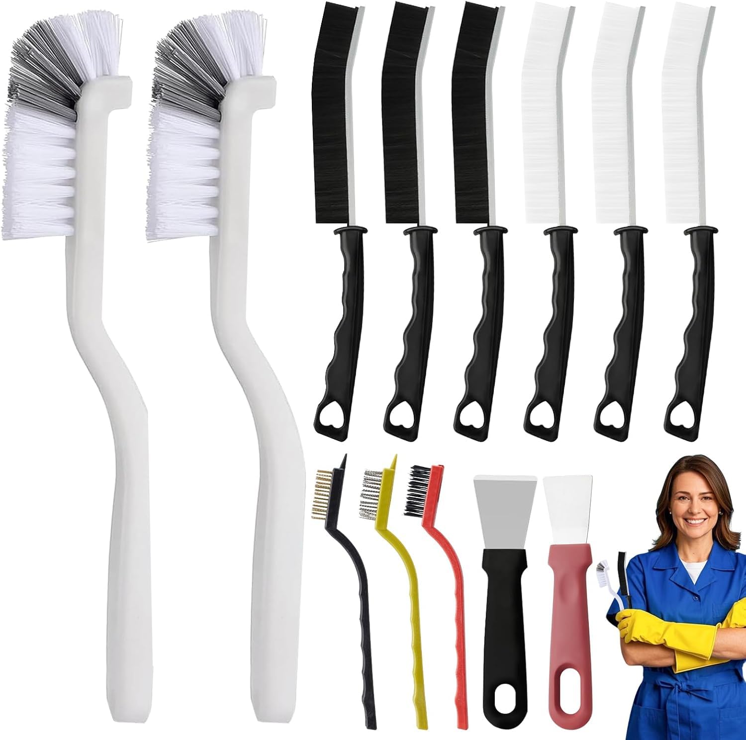 Photo 1 of 13PCS Crevice Cleaning Brush Set,Multifunctional Cleaning Brush Tools,Hard Bristle Crevice Cleaning Supplies for Kitchen, Bathroom, Cup,Window