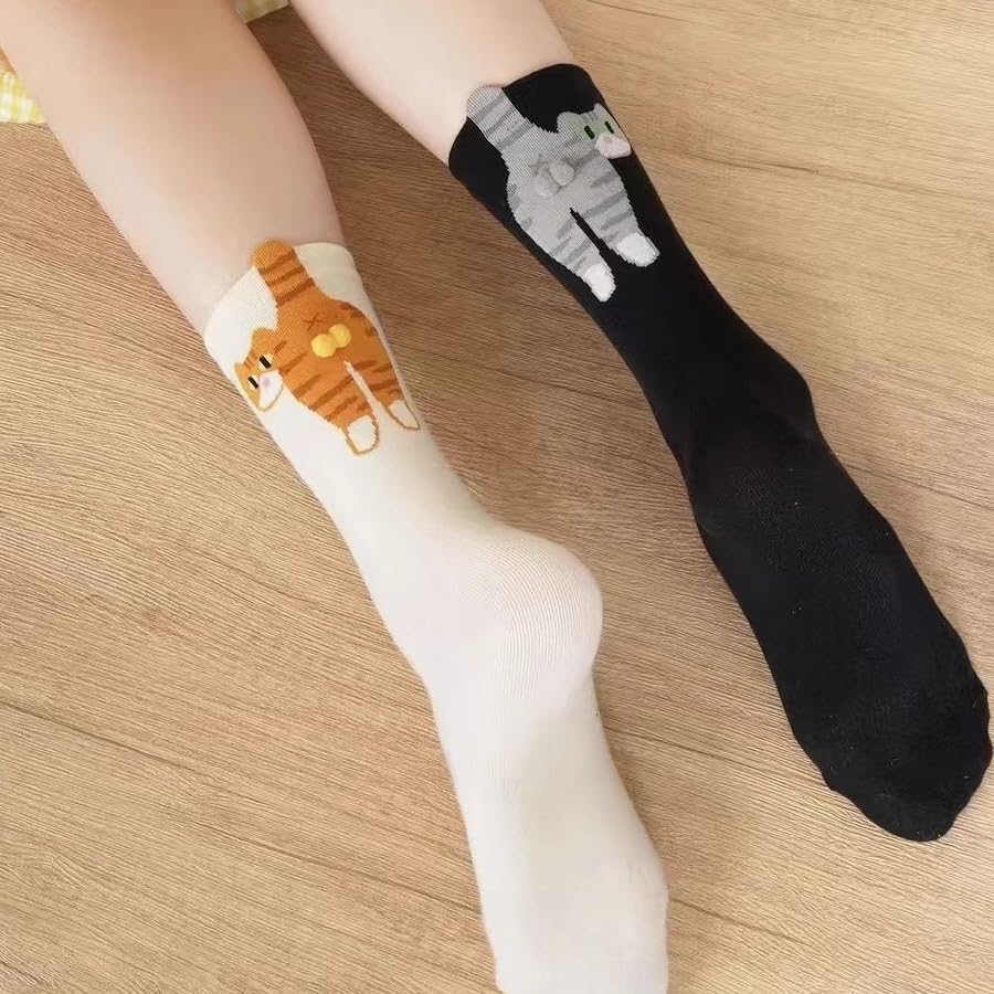 Cat Socks with Balls Cute Funny Hilarious Novelty Cotton Cat Socks for Women Men Halloween Christmas Gift 2Pairs - Image 2