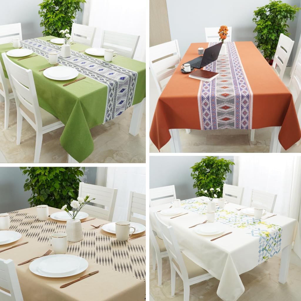 Printed Cotton Tablecloth 60 x 90 Inch Rectangle – Washable & Colorfast Table Cover for Dining Room, Farmhouse, Kitchen, Home, Party & Wedding Décor - Terracota Trails