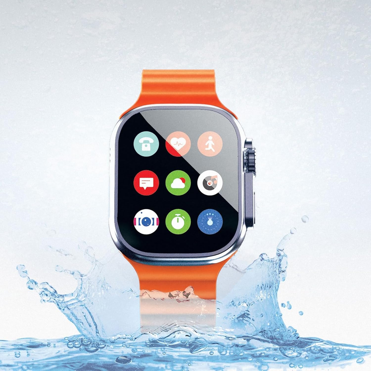SLIDE Smartwatch in a splash of water, demonstrating its waterproof capability