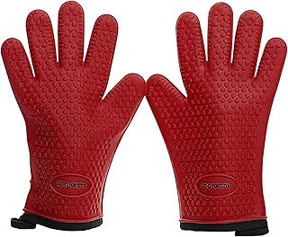 Sponsored Ad - KITCHEN PERFECTION Silicone Smoker Oven Gloves - Extreme Heat Resistant BBQ Gloves - Handle Hot Food Right ...