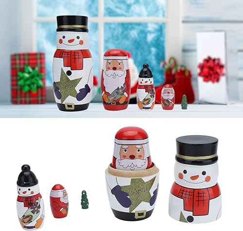Miniatura 3 de Juego de 5 muñecas rusas únicas de anidación, adornos navideños redondos brillantes, juguetes de anidación, regalos festivos para decoración