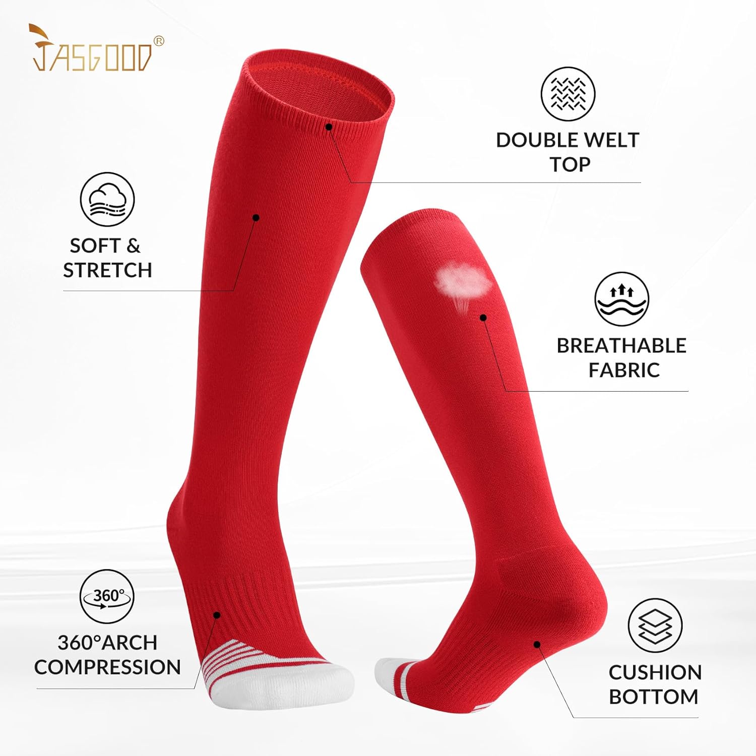 JASGOOD Baseball Socks and Belt Combo Set Softball Socks Adjustable Baseball Belt for Kids Youth Adult - Image 2