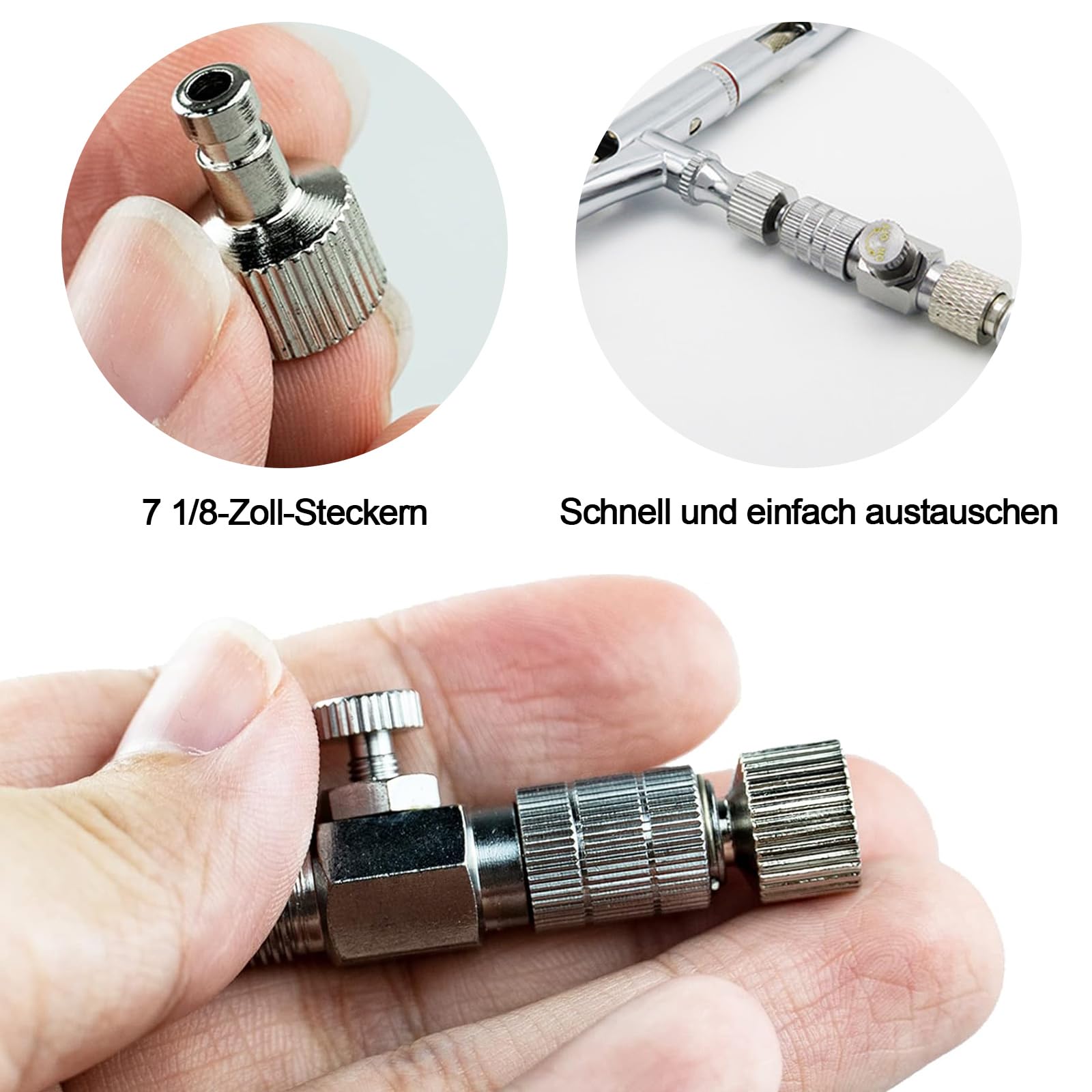 Adapter aerografu, 7 szt. szybkozłączki Airbrush, gniazdo 1/8 cala i adapter wtyczki, regulator regulacyjny, zawór, akcesoria aerograf, szybkozłączka, zestaw adapterów rozdzielających