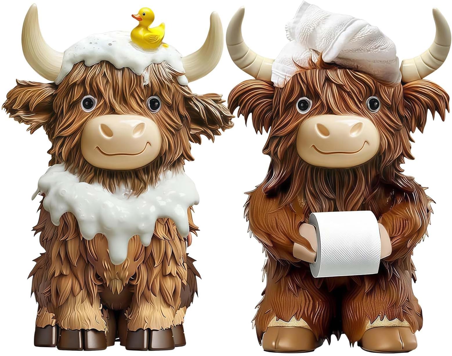 – Highland Cow Ornaments, 2 Pcs Highland Cow Figurines, Cute Resin Statue Calf Gifts for Garden Home Decor Home & Office Ornaments Gift, 12.2 cm x 7.2 cm