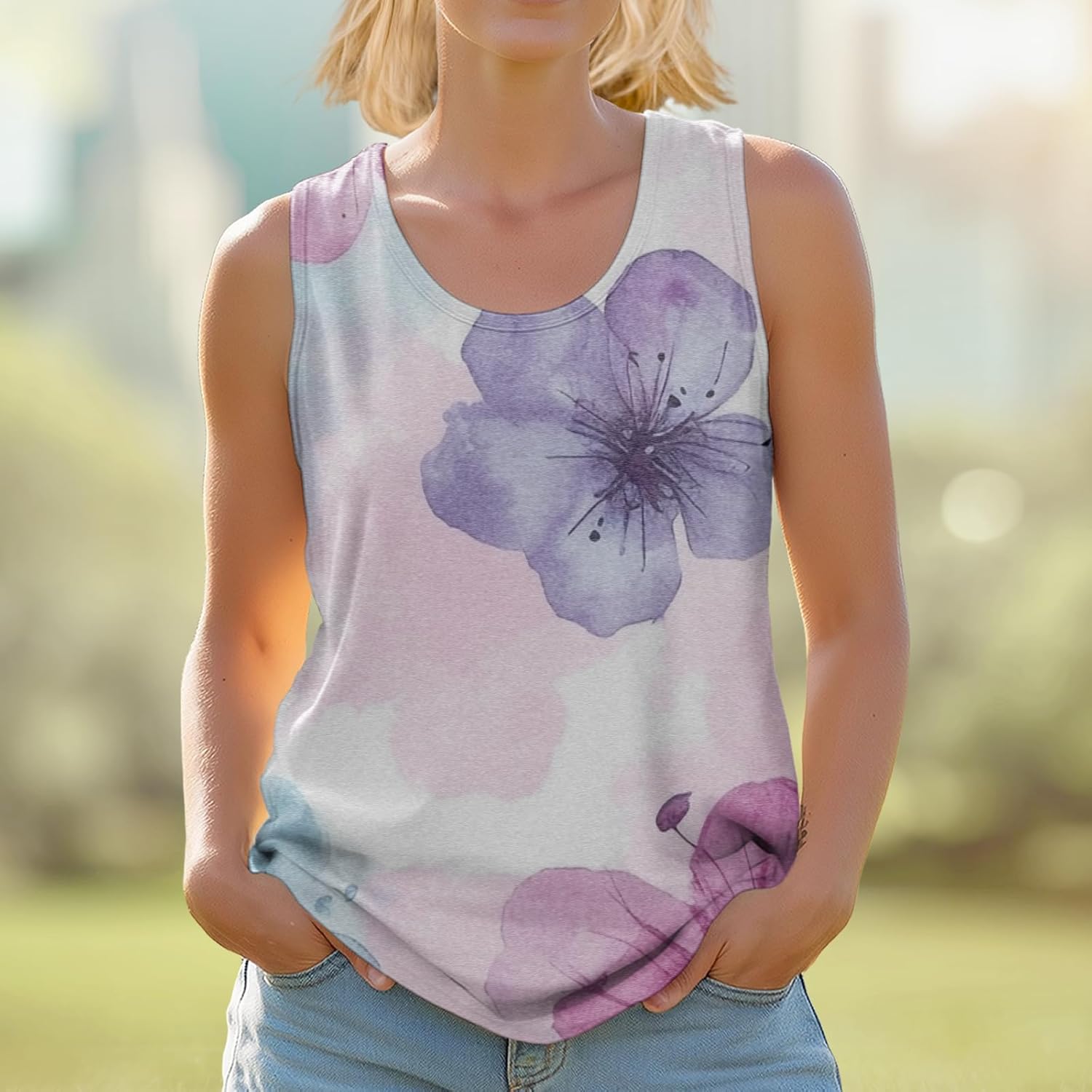 Stylish Women's Crewneck Tank Tops Outdoor Trendy Yoga Workout Shirts Cropped Sleeveless Tshirts Multicolor - Image 2