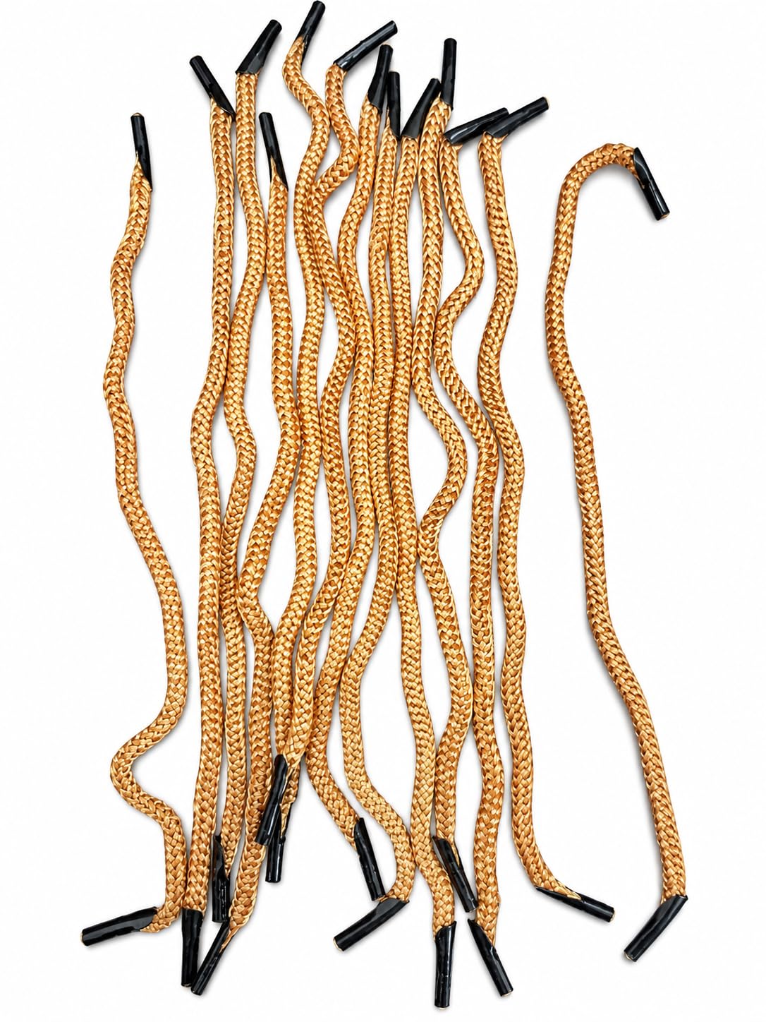 Nylon Braided Paper Bag Handle Rope, 11 Inch Length, Black Tips, Strong Replacement Handles for Gift, Shopping & Packaging Bags - 100 Pieces (Gold)-image-44