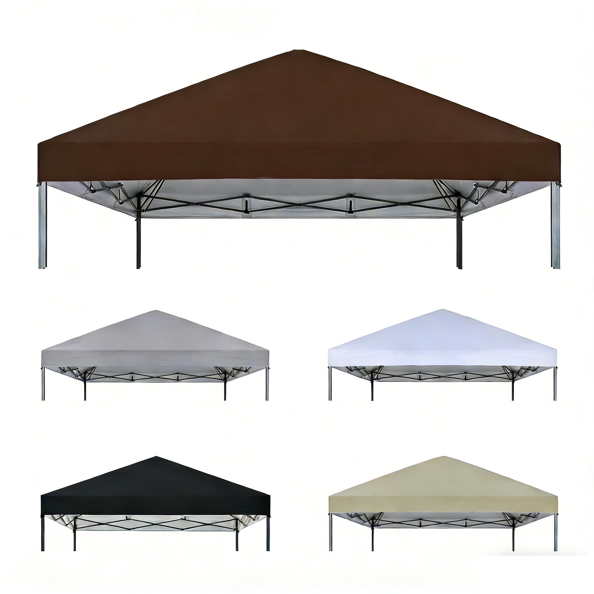 8x8 Canopy Replacement Top Only,Waterproof Pop Up Canopy Tent Top Replacement Cover Roof with Windproof Ropes for Straight Leg Frame, 420D Polyester for Outdoor Garden Pavilion Sun Shade(Coffee)