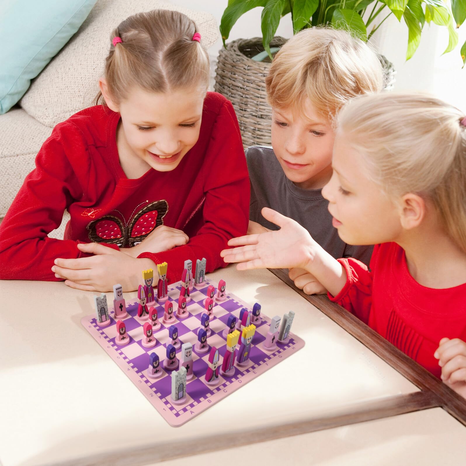Alasum Set di Scacchi da Viaggio in Legno Porpora con Scacchiera Pieghevole, Giocattolo Educativo per Bambini e Adulti, Lavorazione Fine senza Sbavature, Design Unico