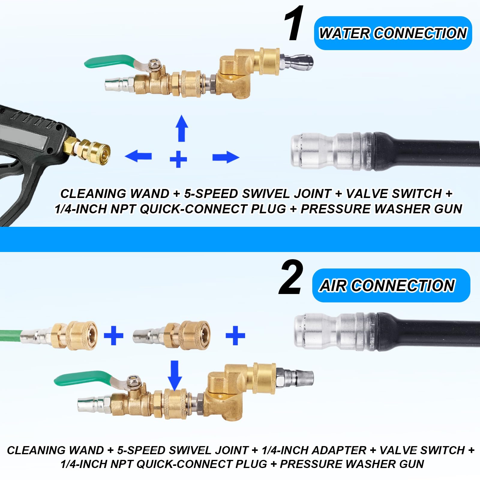 Kit Asta Pulizia Radiatore, Asta 57cm con 5 Giunzioni Angolate Interruttore Valvola Spazzola Strumento Pulitore Radiatore per Auto Camion Pulitrice a Pressione Pompa Aria Pressione Risciacquo