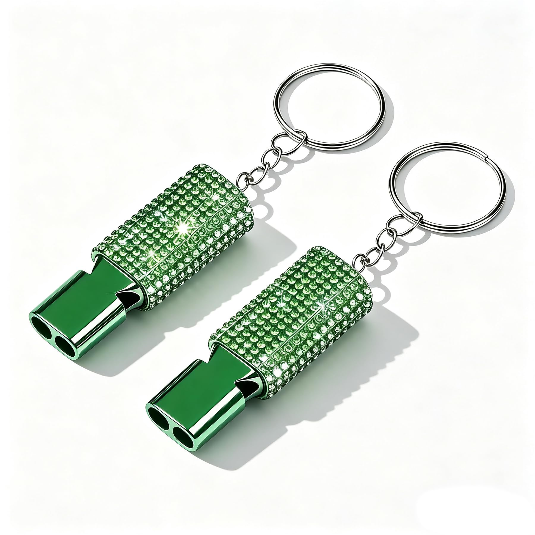 Jetfree Double-barrel whistle, aluminum alloy outdoor survival whistle, pack of 2, suitable for boating, outdoor camping, hiking, backpacking, sports, and dog training, comes with lanyard and keyring