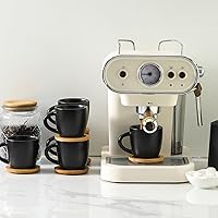 Vista 46 de Hasense Juego de tazas y platillos de porcelana para capuchino de 6 a 6 onzas Demitasse Espresso con asa, perfectas para café con leche, café moca