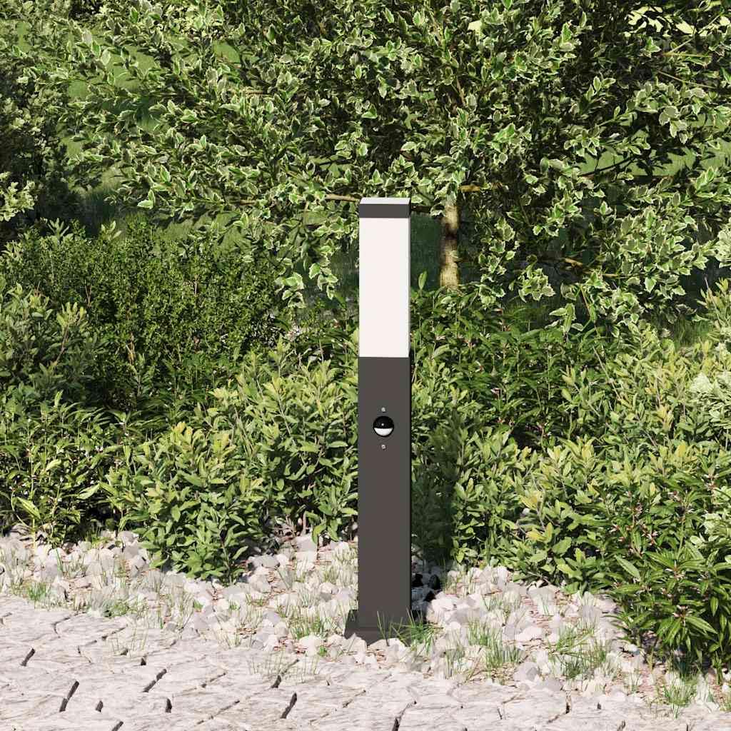 Pollerleuchte mit Sensor 50 cm Schwarz Edelstahl IP44 Außenleuchte mit PIR-Bewegungsmelder 110° Erfassungswinkel 8-12 m Reichweite für Terrasse Garten Wegbeleuchtung