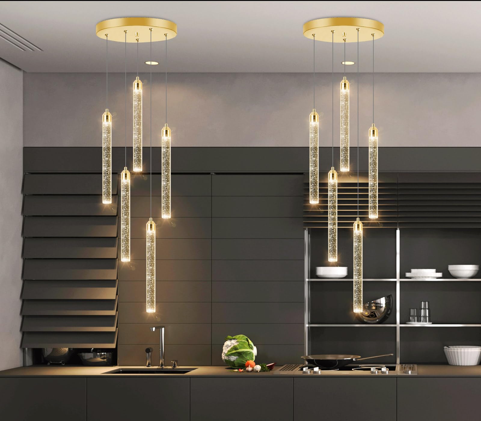 Mini lustre moderne suspendu lumières LED bulle cristal cuisine îlot luminaires or mini pendentif éclairage pour cuisine îlot salle à manger chambre bar dimmable plafonniers suspendus 2700K 6000K