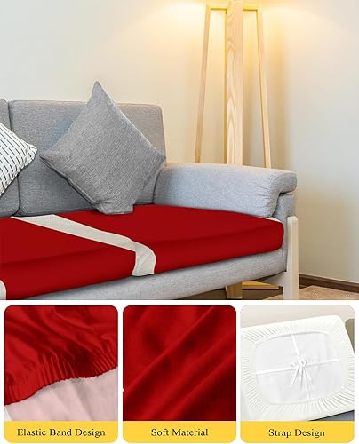 Miniatura 4 de Fundas de cojín elásticas rojas navideñas para sofá, seccional, individual, en forma de L, con parte inferior elástica, funda protectora para