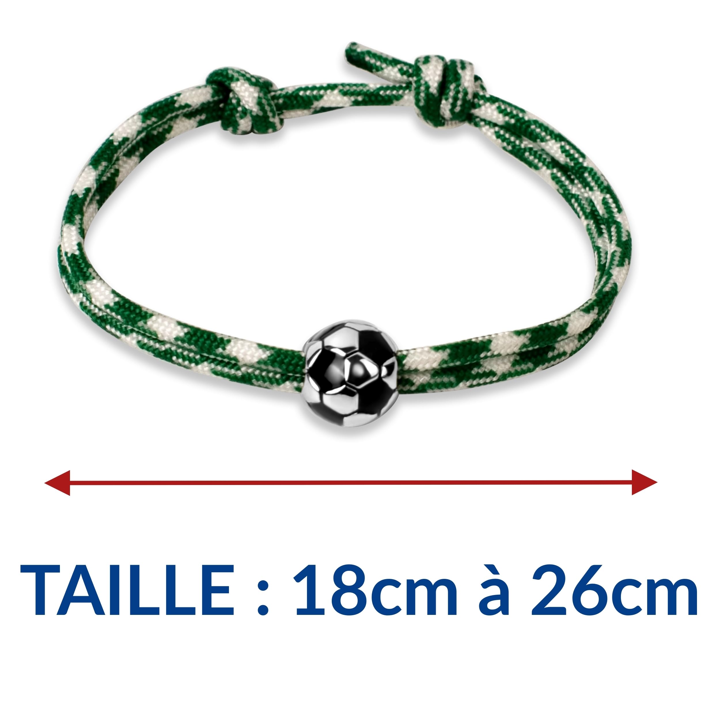 Ernestine - Bracelet Football réglable acier inoxydable - Idée cadeau foot homme enfant - Bracelet sport Foot - Cadeau Homme Noël anniversaire fête des pères - accessoire équipe Football Ville Paris