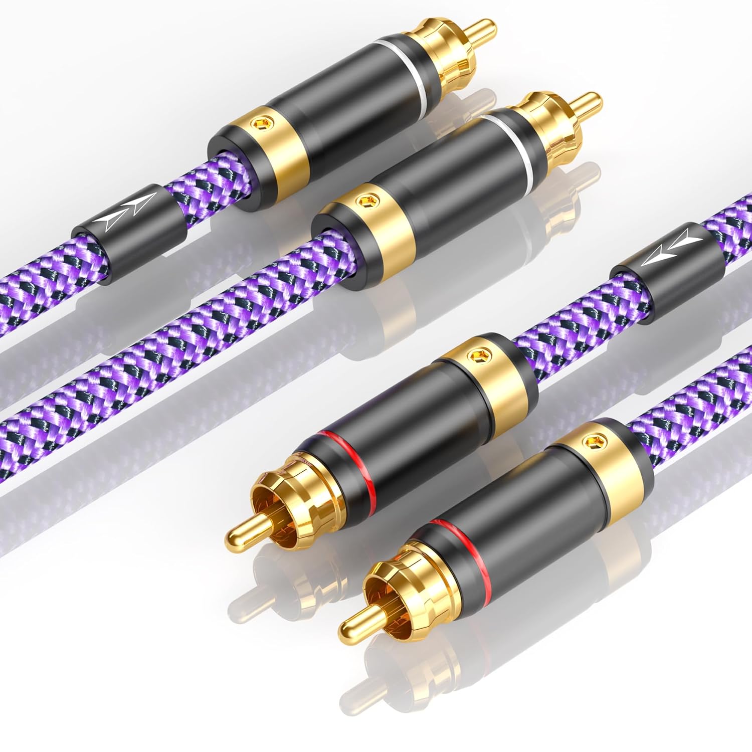 Auidophile 2 RCA Male to 2 RCA Male Stereo Audio Cable Gold Plated | HiFi System Interconnect Cable Purple (3.2FT/1M) - Image 3