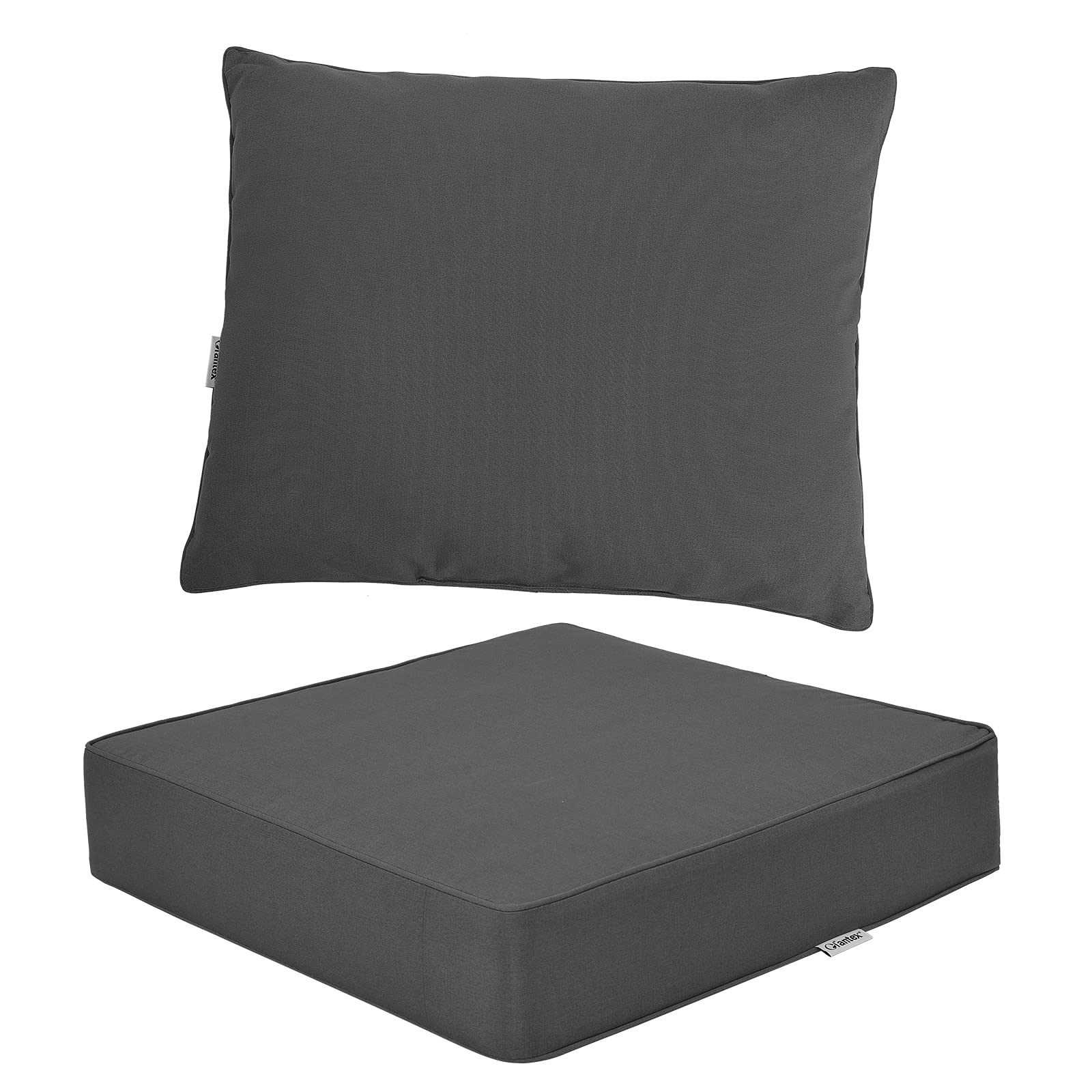 COSTWAY Polster für Gartenmöbel, Sitzkissen 60 x 60 x 15 cm + Rückenlehne 60 x 40 x 20 cm, Gartenstuhl Auflagen, Outdoor Sitzpolster Sitzauflage Stuhlauflagen Auflagen für Rattanmöbel (Grau)