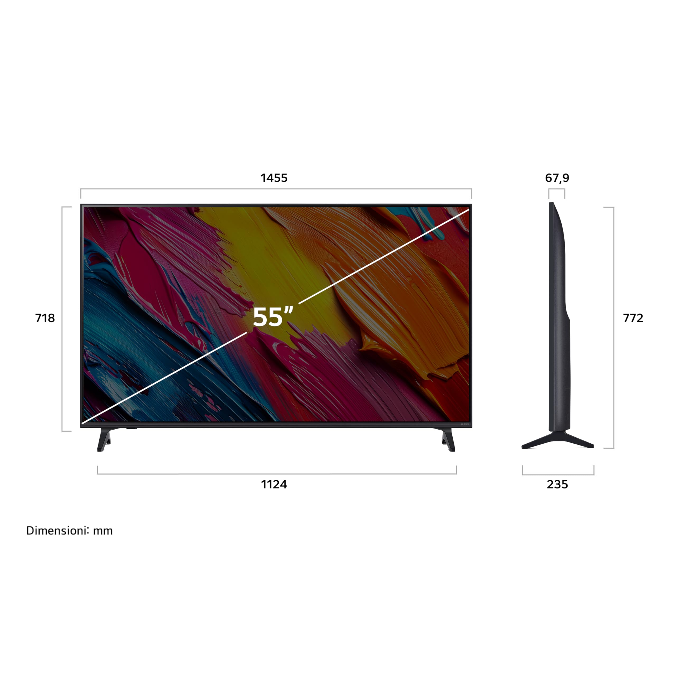LG QNED AI QNED70 Smart TV 55 pollici 4K, Processore α7 Gen8, Dynamic QNED Color, webOS con AI e telecomando puntatore AI, Gaming con VRR 4K@60Hz, 55QNED70A6A 2025