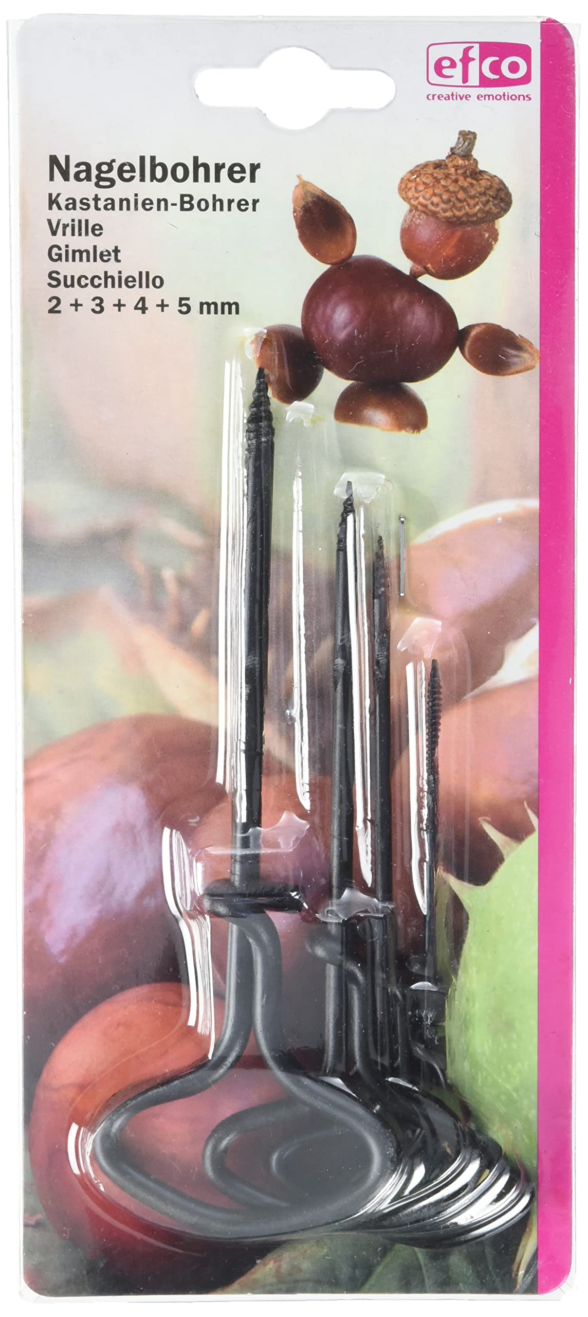 Efco Gimlet 2,5 x 3 x 4 x 5 mm 4 Parts, Black, 20 x 10 x 4 cm