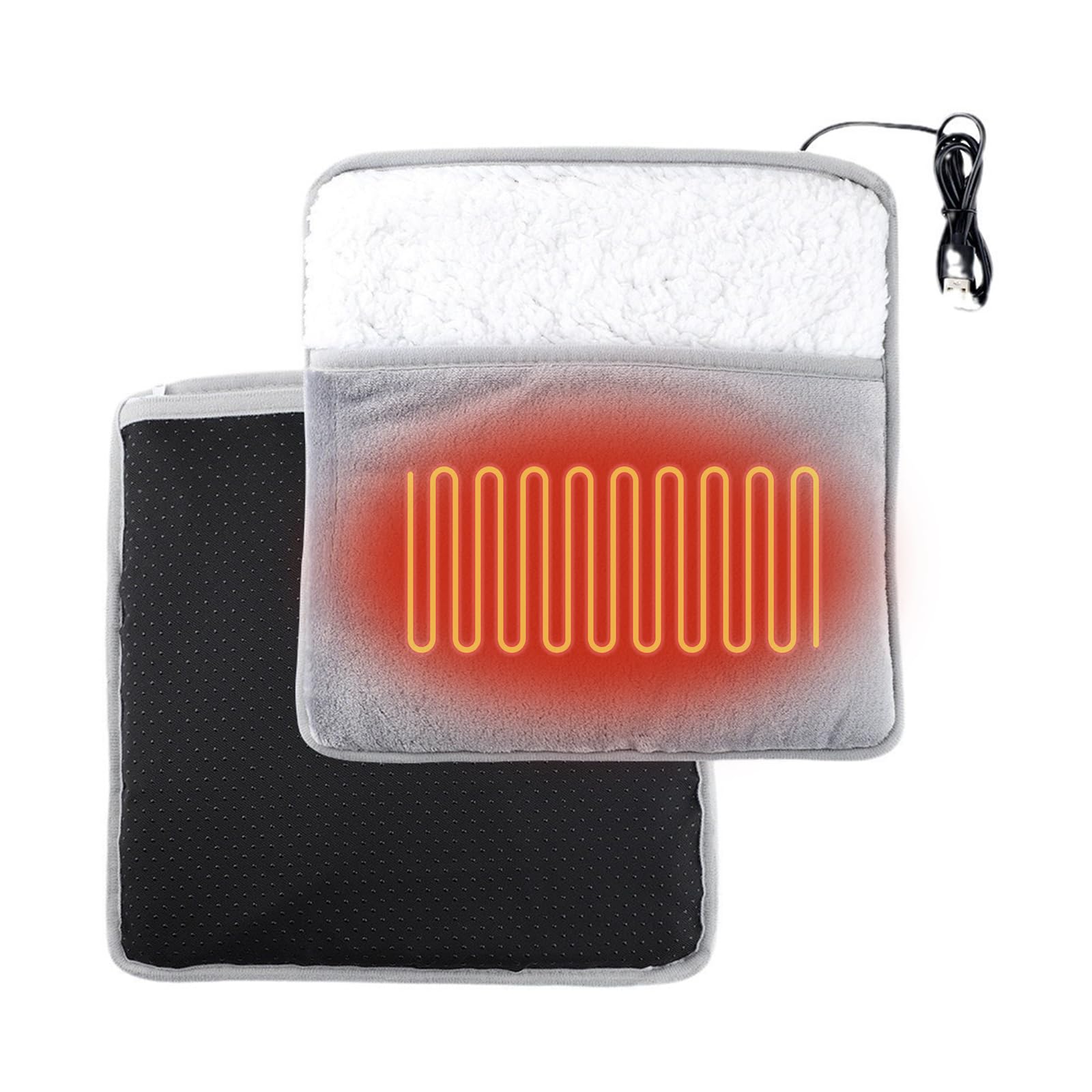 Chauffe-Pieds Electrique Confortable avec Doublure en Peluche Thermostat Chauffe Pieds Electrique Chauffant Rapide pour les Pieds,le Dos et Tout le Corps pour Femmes Hommes(Gris)