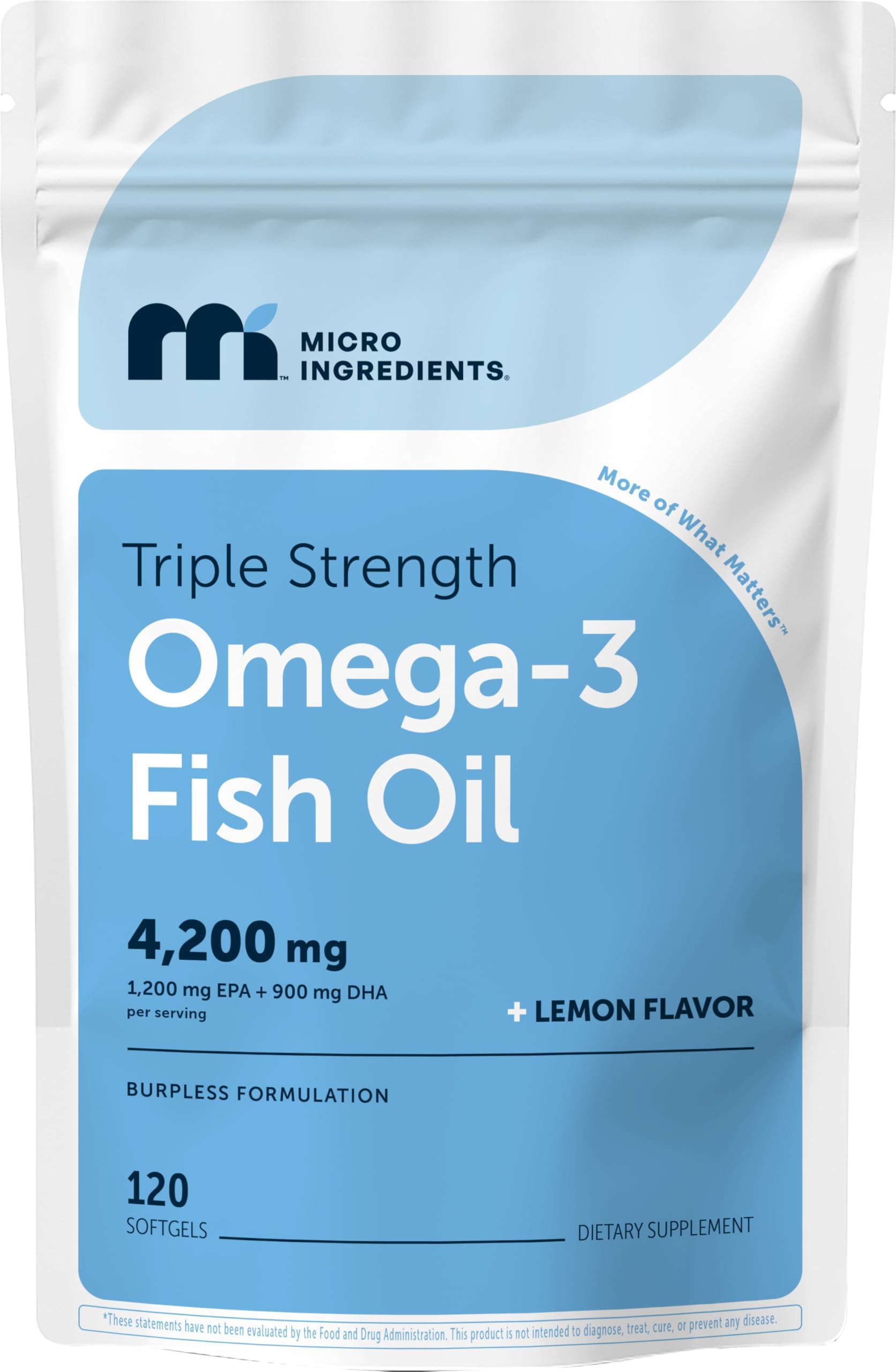 Triple Strength Omega 3 Fish Oil Supplements 4200mg Per Serving, 120 Softgels – Lemon Flavored – Burpless | EPA 1200mg + DHA 900mg | Deep Sea Fish