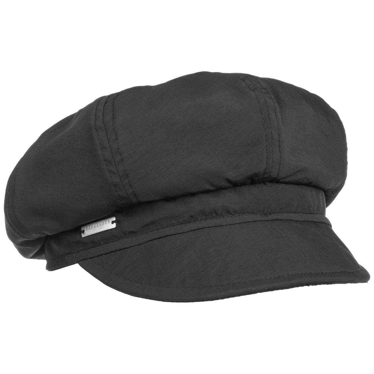 Seeberger Rainy Day Newsboy Cap Women - Baker boy hat Winter Summer with Peak, Lining Autumn Spring All-Season - One Size Black