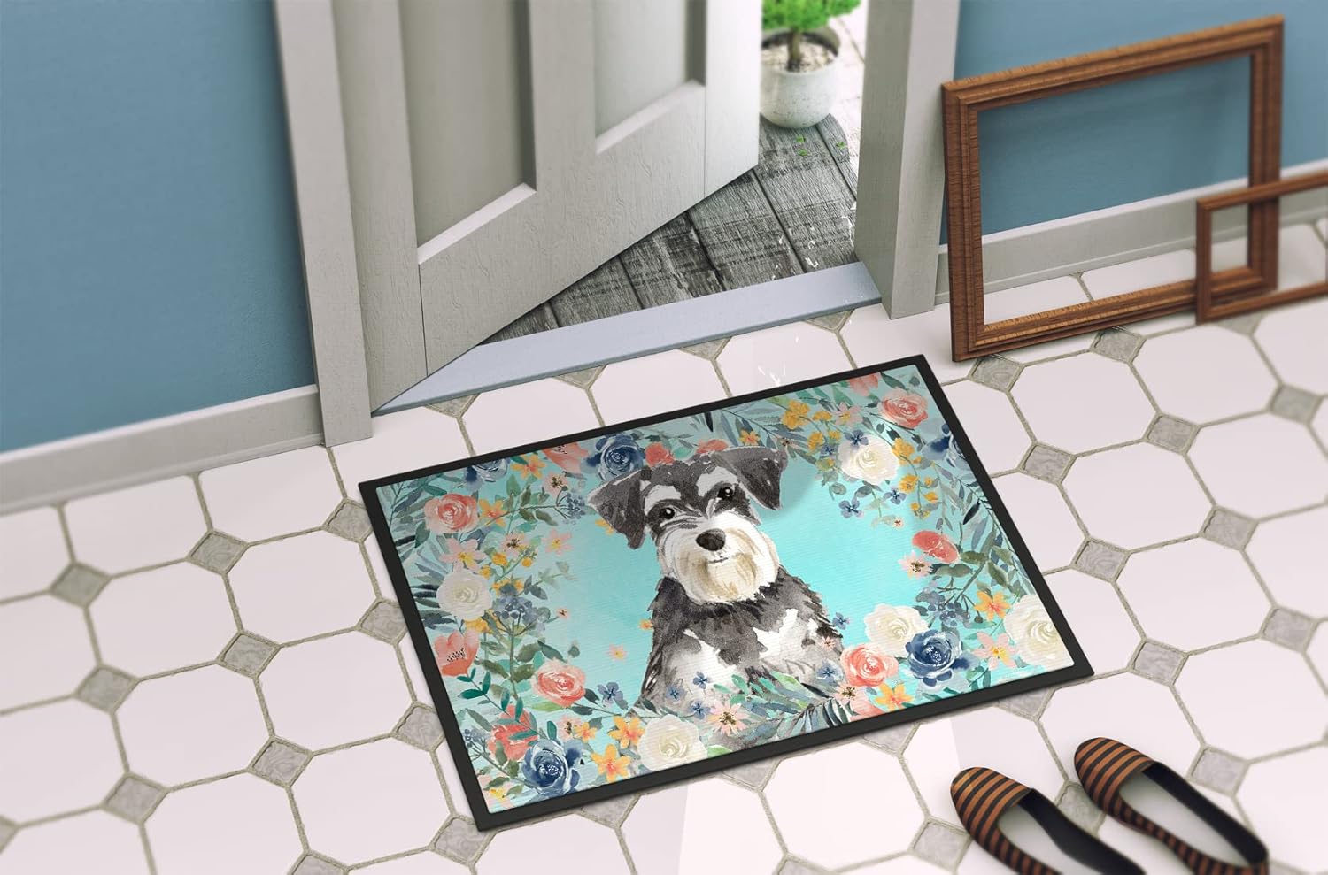 Caroline's Treasures CK3417JMAT Schnauzer #2 Doormat 24x36 Front Door Mat Indoor Outdoor Rugs for Entryway, Non Slip Washable Low Pile, 24H X 36W
