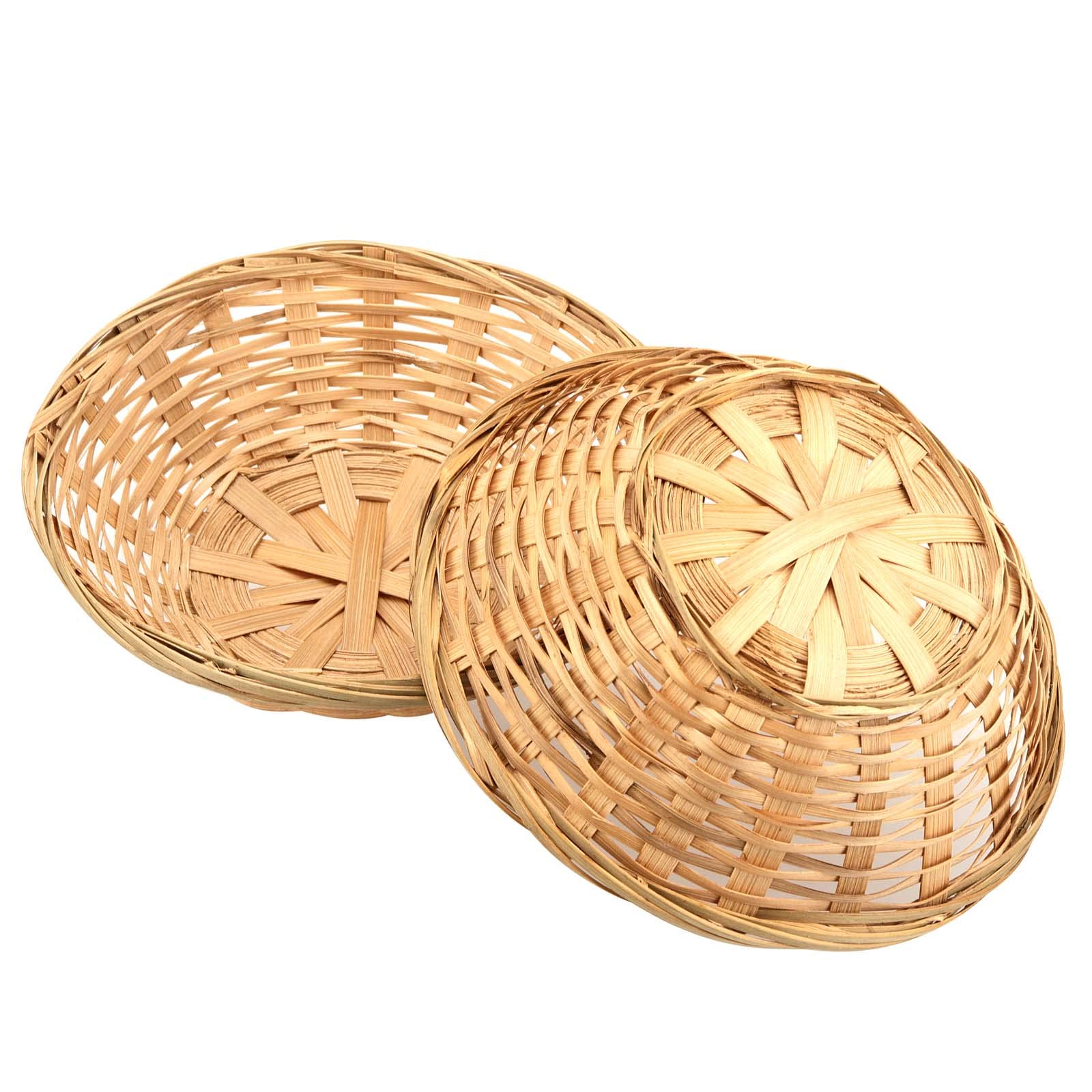 JEUIHAU 12 cestini per il pane in bambù, rotondi, in vimini naturale, per pane, frutta e snack