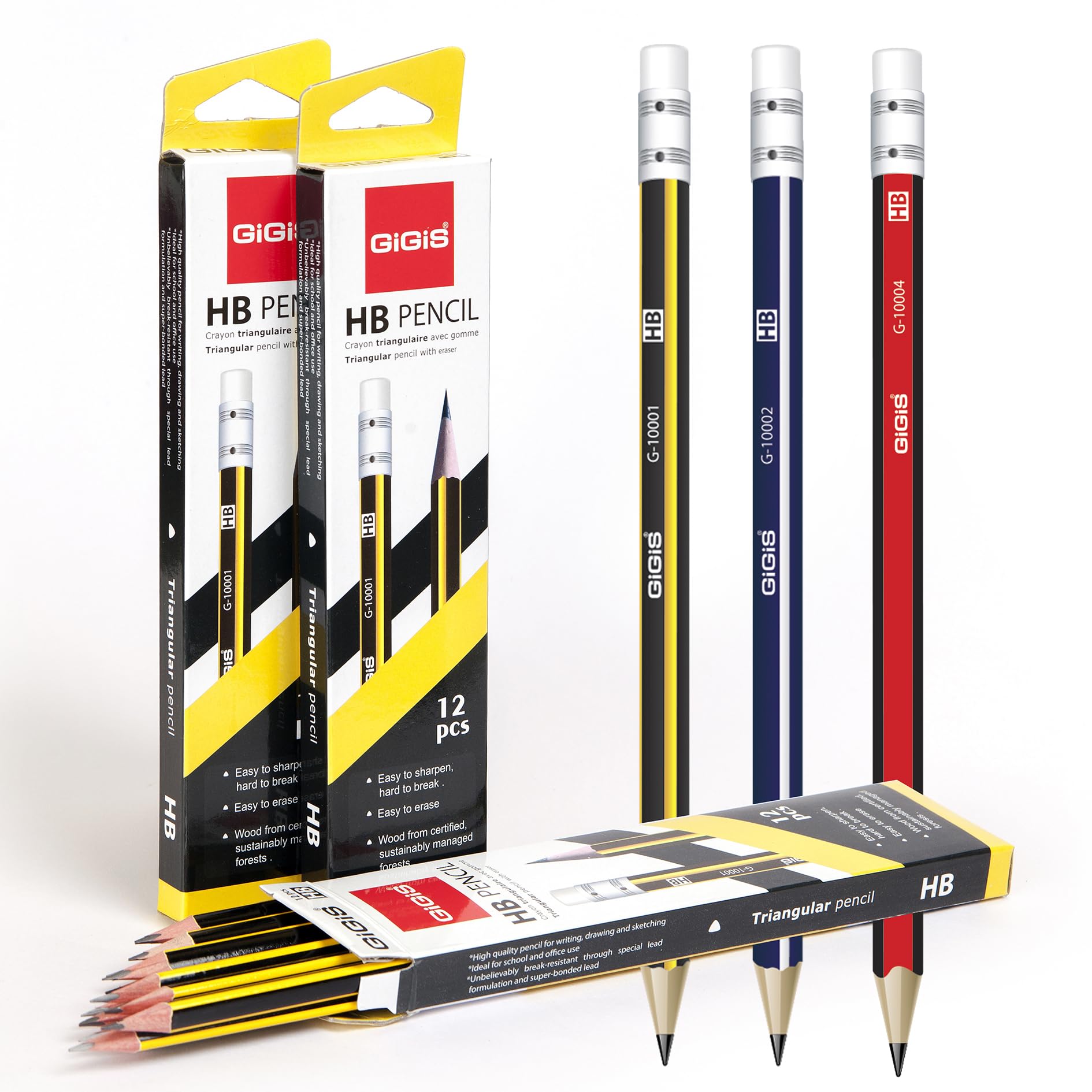 GiGiS G-10001 HB Triangular Pencil 12-Piece Set
