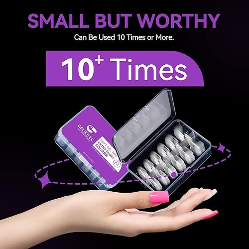 Miniatura 7 de Gelike ec Puntas de uñas uñas de gel suaves XS con forma cuadrada de cobertura completa pregrabadas  Uñas postizas a presión fuertes de resina de