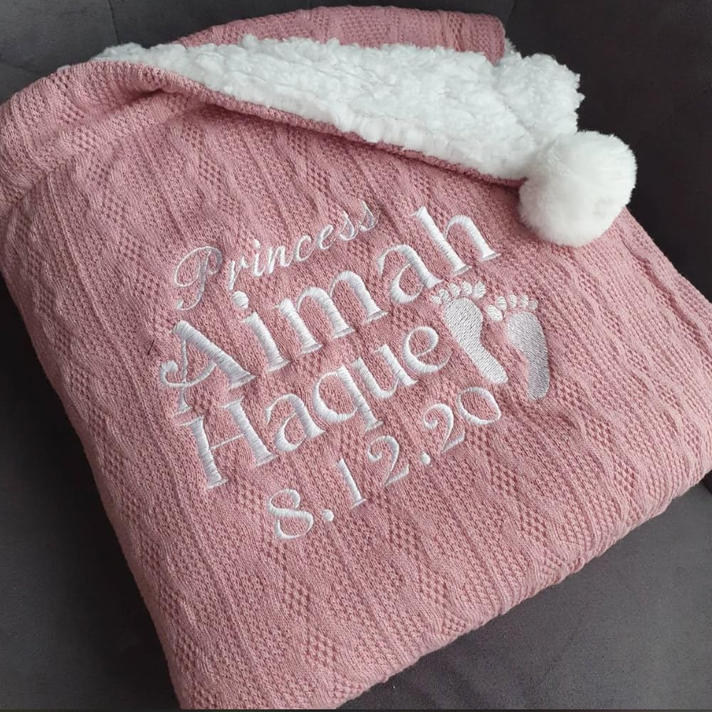 gume Couverture Personnalisée avec Nom pour Bébé, Couverture Bebe Personnalisée Prénom, Couverture Personnalisée Bébé (95x70cm)