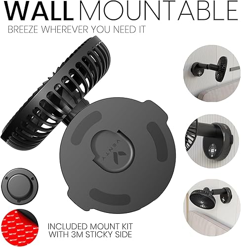 Miniatura 8 de VENTY Ventilador de clip portátil, batería recargable de 10 horas, rotación de 360 e inclinación de 90, cochecito, escritorio o mesita de noche,