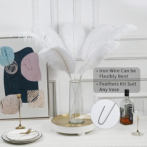 Miniatura 2 de Plumas de avestruz grandes blancas  Kit de fabricación de 10 piezas de plumas de avestruz extra grandes de 34 pulgadas para jarrón alto, arreglo
