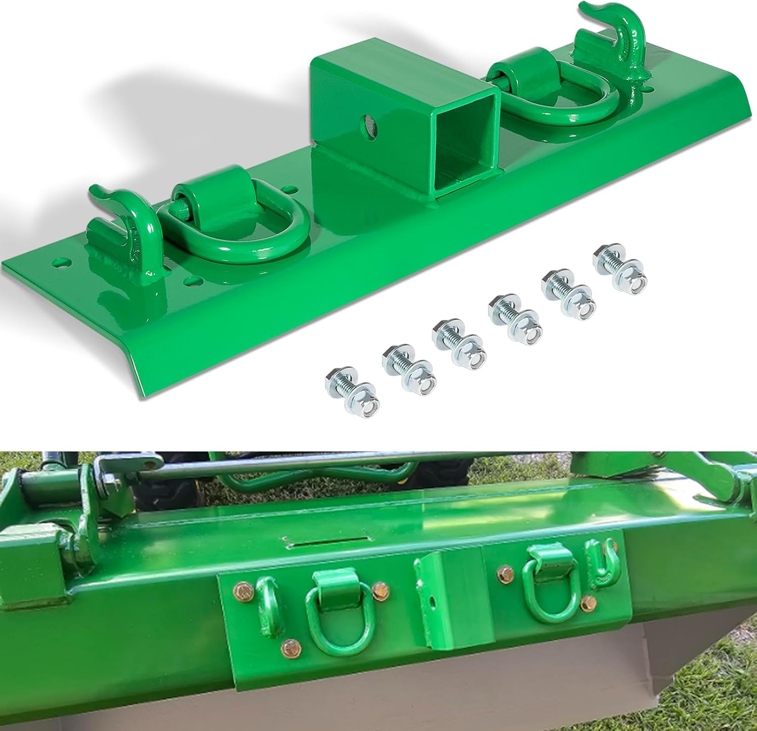 Tractor Bucket Hooks D Rings 2" Receiver Bolt on Heavy Duty Grab Hooks Fit for John Deere Compact Tractor 1025R 2210 2520 2320 2520 2720 2025R 2038R 4010 etc, Dimension 4.96" W × 21.93" L