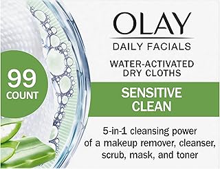 Olay Eye Makeup Remover Wipes, Daily Facials Gentle Face Cleanser for Sensitive Skin, Alcohol