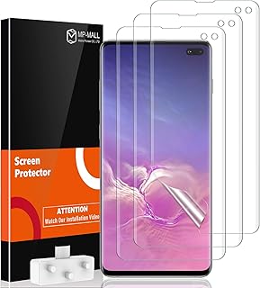 3 Pack MP-MALL Flexible TPU Film Screen Protector Compatible for Samsung Galaxy S10 plus, Full Coverage, Case Friendly, New Version, HD Effect Ultra Slim Clear Soft TPU Film