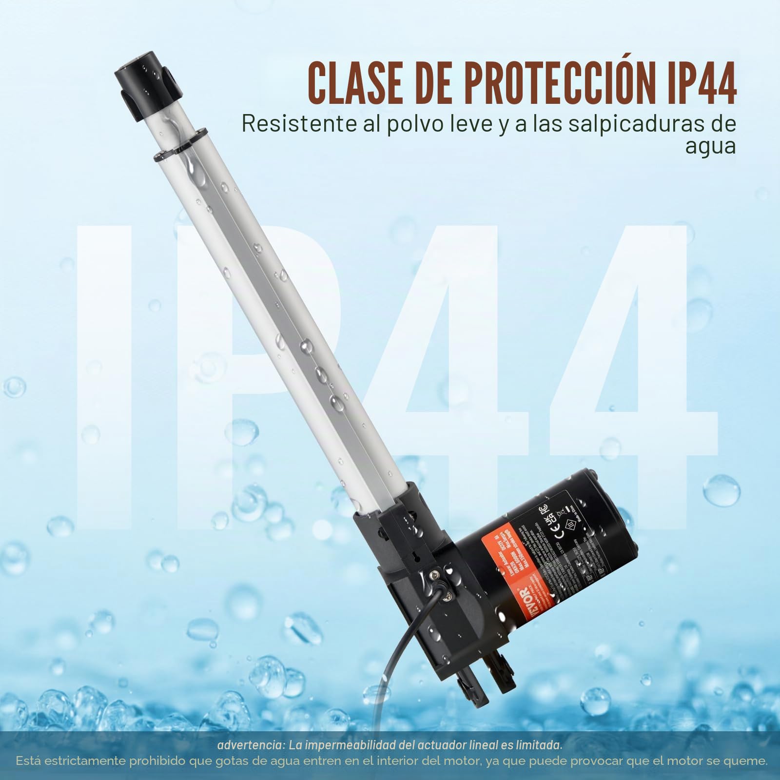 VEVOR Actuador Lineal 250 mm 24 V 25 mm/s 220 lb 1000 N IP44 para Elevación TV Mesa Sofá