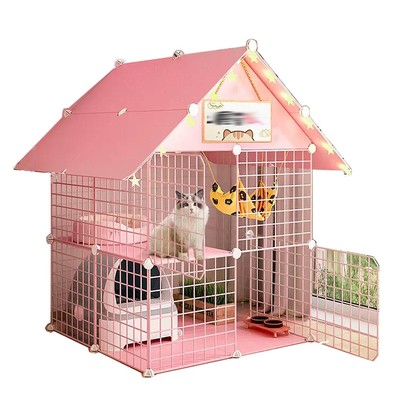 Recinto Per Gatti da Esterno Realizzato in Metallo e Resina, Separazione da Pranzo e Servizi Igienici Recinto Per Gatti Adatto a Gatti, Cani, Conigli, Blu / Rosso ( Color : Red , Size : 75*75*110CM_TY