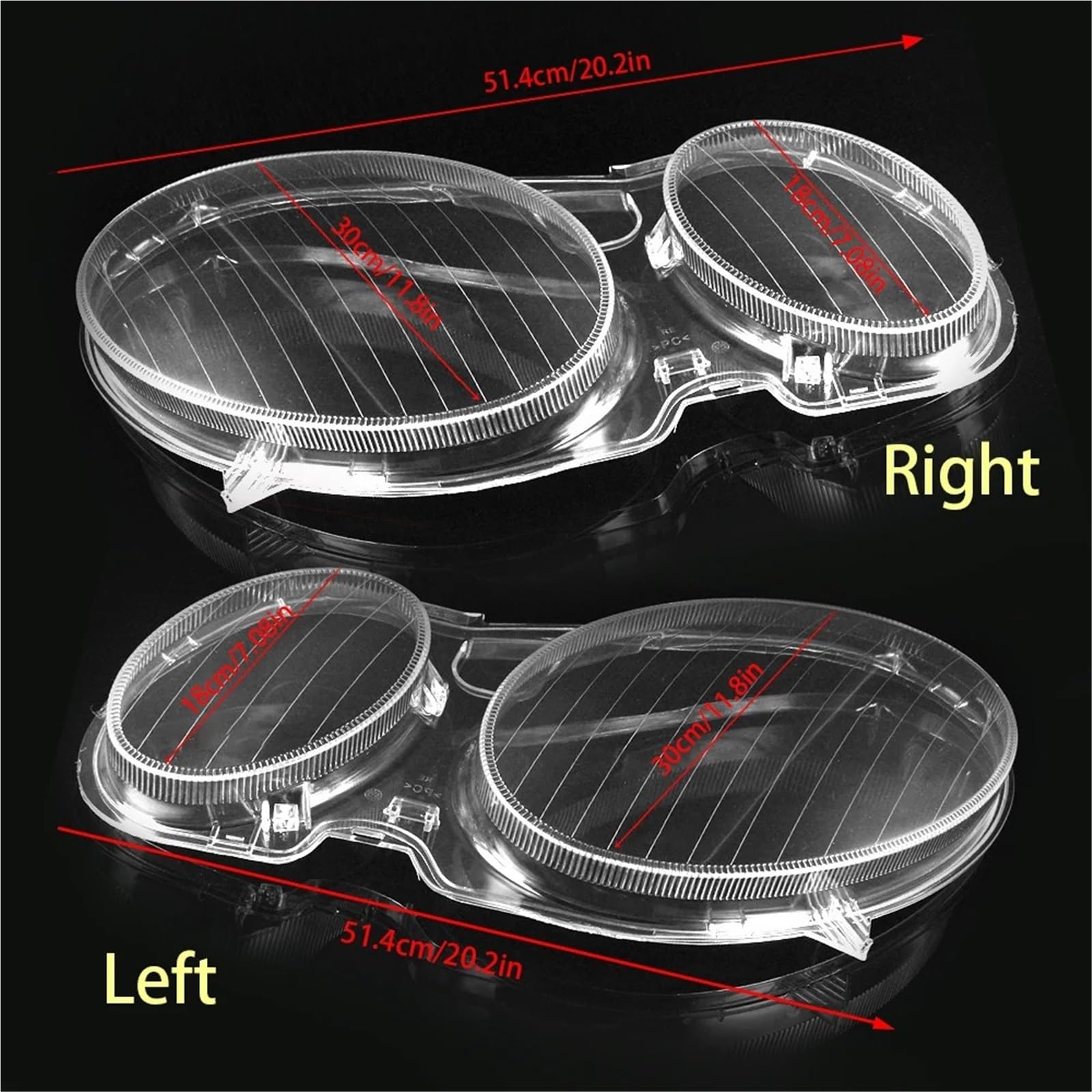Cubierta Faro Lente Coche para Benz Clase E W211 E320 E350 2006-2008 Lentes De Faros Delanteros Reemplazo De Carcasa De Faros Lado Izquierdo Y Derecho Coche Lente Faro Cubierta(Right)
