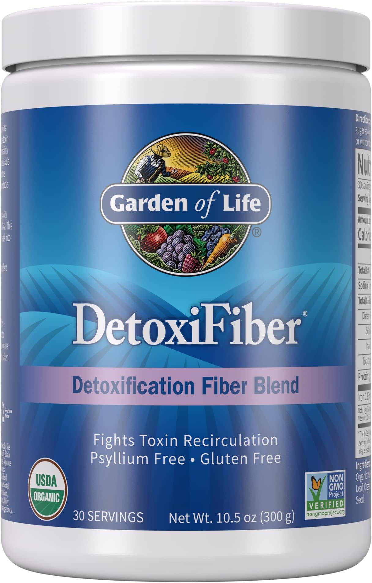 Detox Fiber Supplement - Organic DetoxiFiber, Gluten Free, 300g Powder