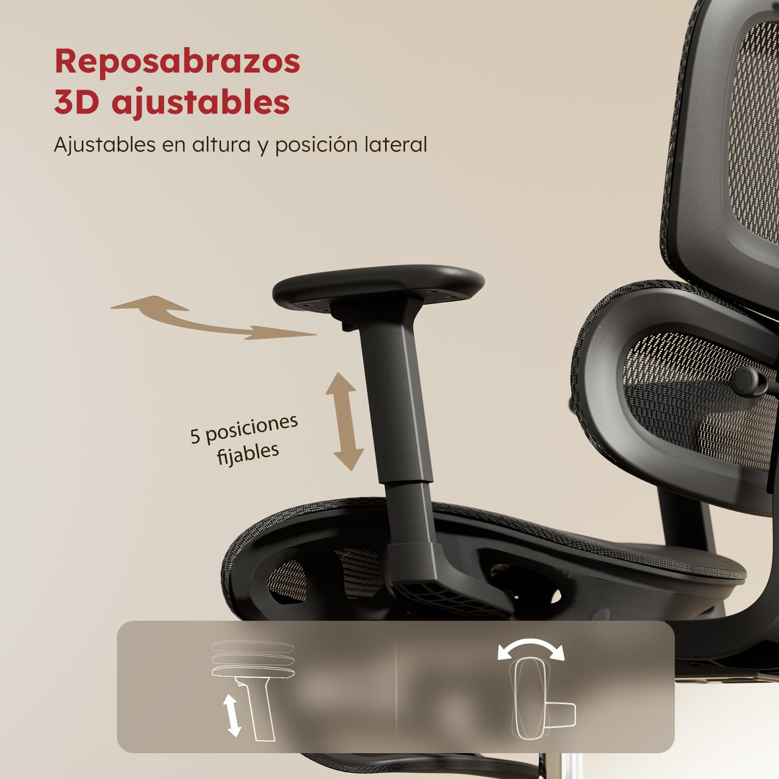 Silla de Oficina ergonómica con reposacabezas Ajustable, Soporte Lumbar y reposabrazos Plegables 3D, Silla de Ordenador con Ajuste de Altura y función basculante,Silla giratoria de hasta 150kg,Negro