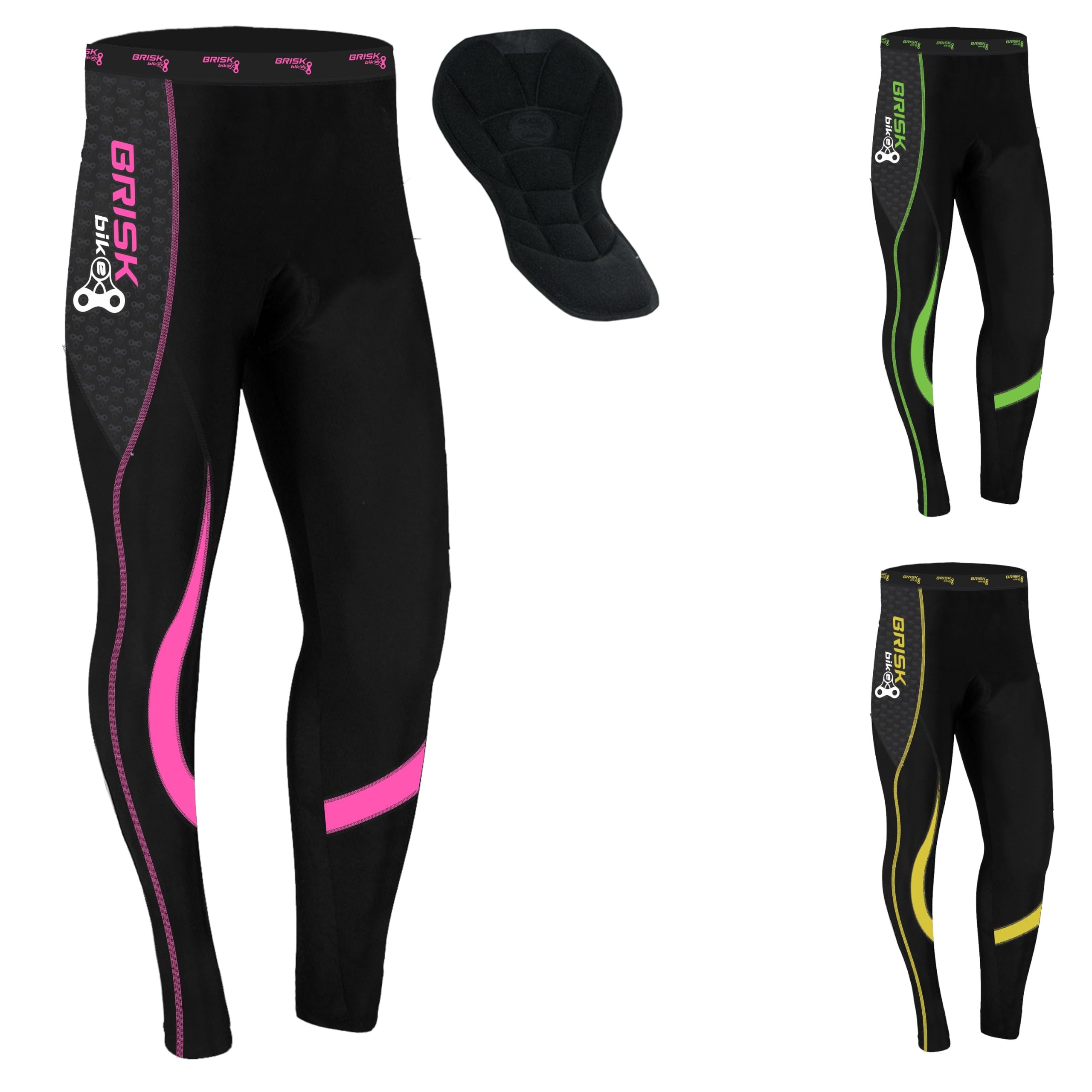 Brisk Bike Pantalons de Cycliste Femme Collants de Cyclisme rembourrés Cool Max Extensibles avec Fermetures éclair réfléchissantes pour Le Cyclisme