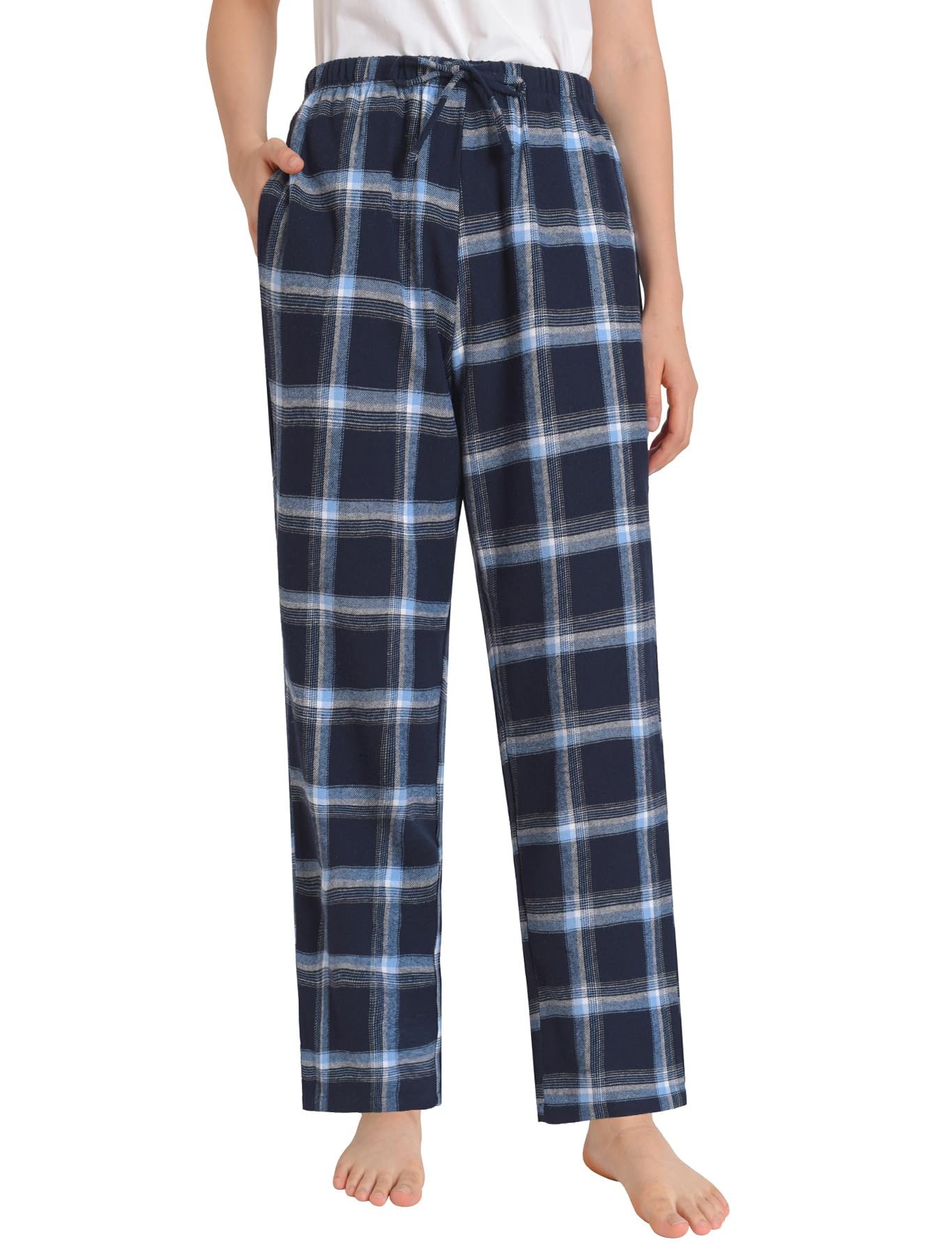 Latuza Damen Petite Baumwolle Loungehose Flanell Pyjamahose mit Taschen